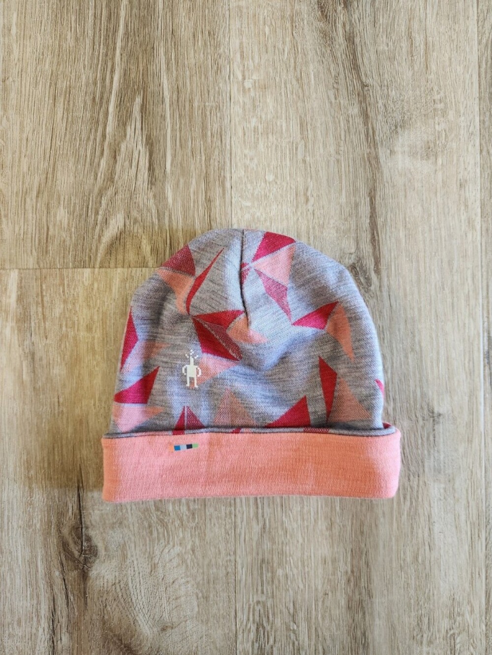 Smartwool Kids Reversible Merino 250 Wool Cuffed Beanie Ligth Gray Peach Pink